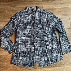ESCADA 100% Silk abstract print blue button down blouse Large